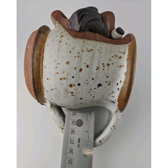 VTG MMS Mahon Ugly FD Funny Face Stoneware Pottery Mug Mustache Signed - Picture 13 of 14